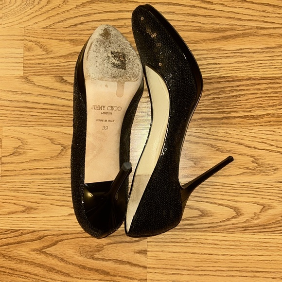 Jimmy Choo Pumps Women’s Size 8.5 in Black Glitter - Picture 5 of 6
